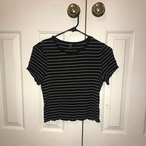 Black striped crop top
